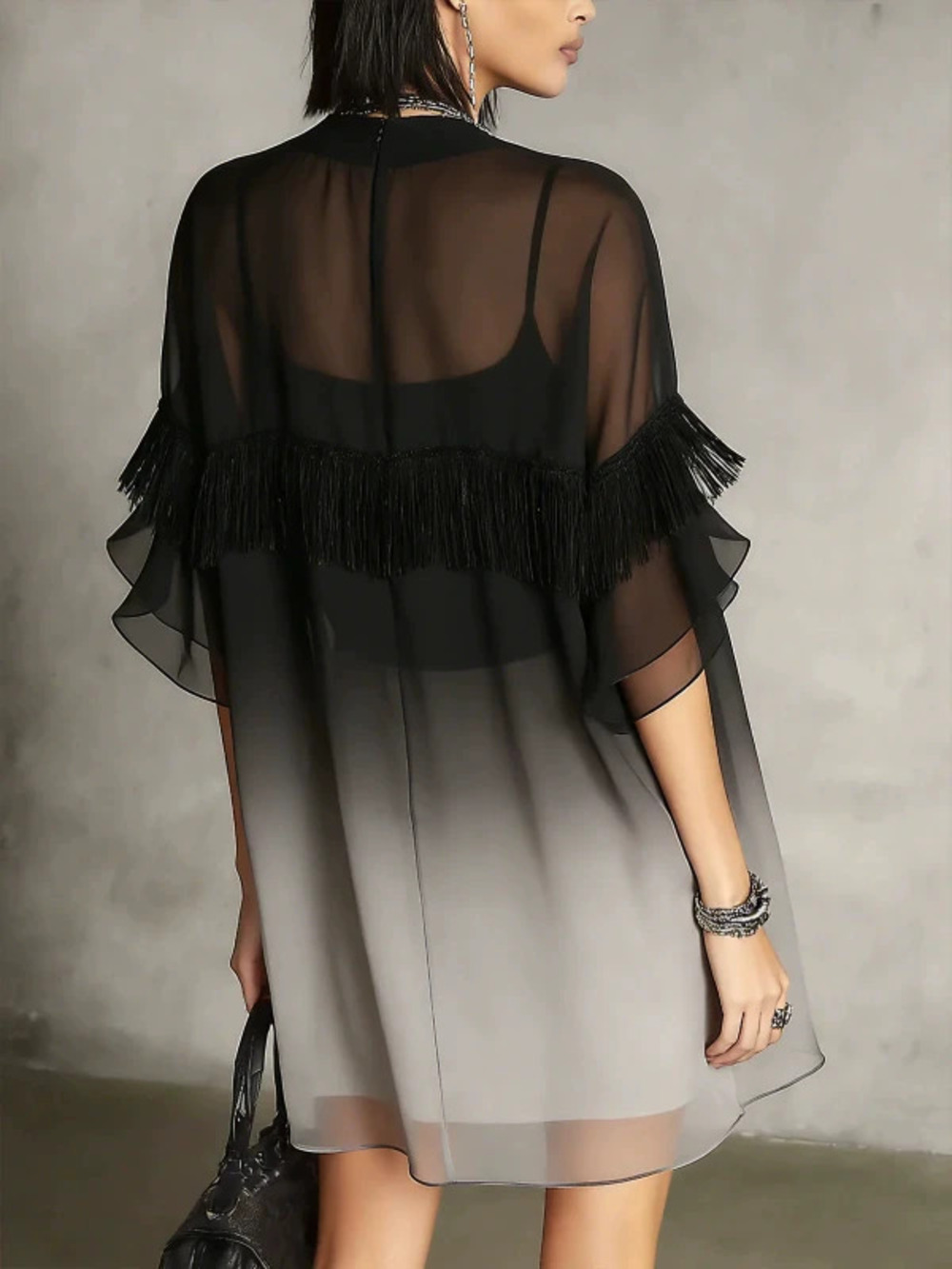 Summer Ruffle Black Plus Size Short Sleeve Tee Dress Women High End Elegant